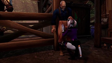 Draenei Girl Gives an Old Man a Deep Blowjob - Warcraft Parody