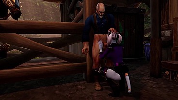 Draenei Girl Gives an Old Man a Deep Blowjob - Warcraft Parody