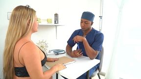 horny blonde goes to the doctor looking for something big and black- boris jackson y karensleent