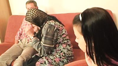 Older couple seduce girl to have sex for the first time