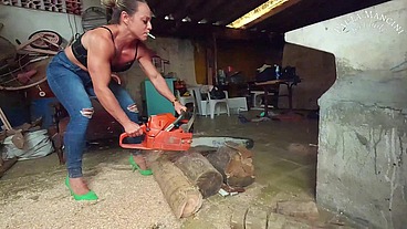 Smoking while revving a chainsaw