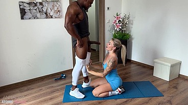 Blonde Slutty Wife Gets Fucked by Her First Huge Black Cock BBC While Her Husband isn't home