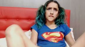 Supergirl with Blue Hair Rubs One out for You