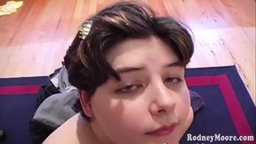 Sweet horny chunky slut gets face full of cum