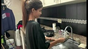 Steamy stepsister drives me wild when left alone at home FULL SCENE