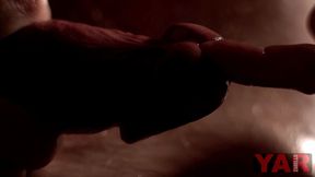 Adult lady gently sucks cock and takes cum in her mouth