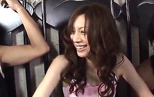 Cute milf asahi miura gets gangbanged hard and gets a bukkake.