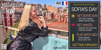 Mature Sofia del Mar is playing with herself on a balcony in the hot sun