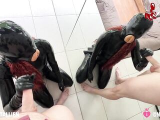 Double Latex Doll Blow job at Hotel Room Bali