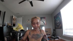 lightskin ebony cheating slut girlfriend deepthroating cock sloppy toppy for a facial while her bf waits outside