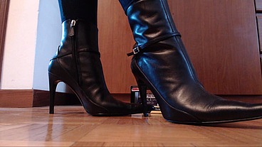 I trample toy cars with heels and bare feet 4K