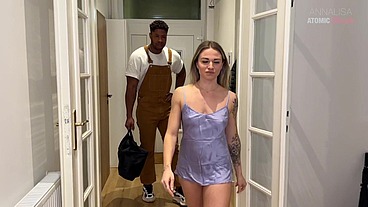 Slutty Wife Gets Fucked by the Black Plumber with a Huge Cock