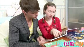 Naughty stepsis helps her bro with private sex education lessons