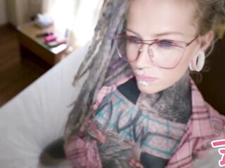 Hawt Nerdy Tattoo Teen In Glasses Anal Bang POV - Gape, Deepthroat, Spunk Flow