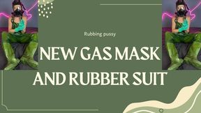 new gas mask, rubber suit in rubbing pussy