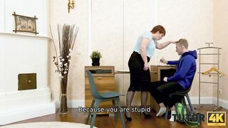 TUTOR4K. Attractive Tutor with Red Hair Drilled Hard by Angry Disciple