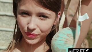 Mila Azul makes her huge natural boobies bounce as she masturbates
