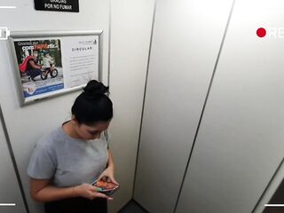 2 Sexy Angels Stuck in the Elevator having Public Sex
