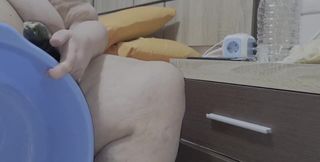 Mature Fat Woman on Vegetable Day