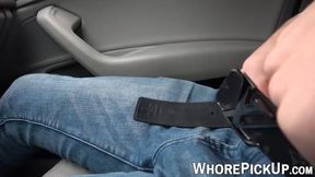 Prostitute on the streets enjoys getting banged in a car