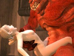 Cute 3D hentai hot licked and fucked by monster