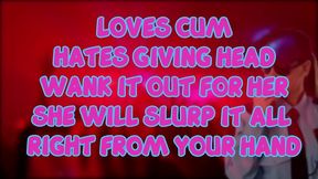 the female security guard at the club loves eating cum but you must wank it out for her