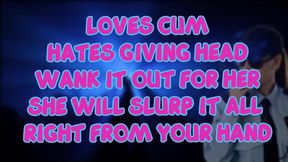 the female security guard at the club loves eating cum but you must wank it out for her