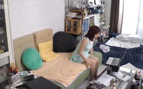 Kanade Mizuki stimulating her tight clit with a purple vibrator