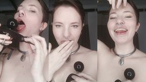 throwback thursday - making a drooly mess of myself after playing with my screw-in gag.