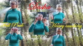 Dasha smokes full pack of cigarettes in a single shot (UHD)