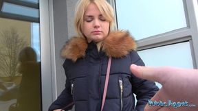 Public Sex - very cute 19yr blonde teen tries her first big cock