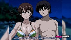 A sexy blonde seduces a resort employee to fuck on the beach at night - UNCENSORED HENTAI