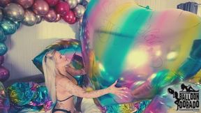 Holly and JJ with a lot of Mylar Heart Balloons HD Version