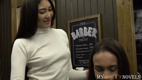 Exotic Hairdresser Tempted Into Kinky Threeway with Couple