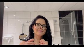 When in Hotel Room I Got to Take Shower He Join Me... Watching How I Dress off and Washed My Body Then Play with My Boobs and Ni