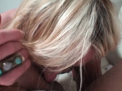 Sexy blonde Kat Stevens sucks a big cock and gets nailed hard in POV