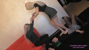 KIRA and NICOLE - Pathetic carpet for merciless girls! (720p)