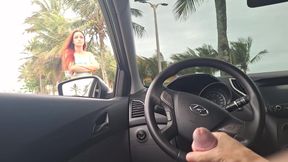 Risky Handjob for a Hottie on the Beach