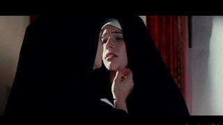 A bald chick is fucking her nun friend in the monastery