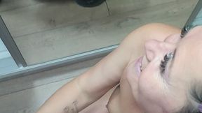 Undress to suck pink lips