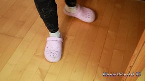 Worn-Out Pink Clogs & Dirty White Socks – Sweaty & Used!