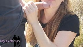 i give my personal trainer a blowjob while we play sports and he fucks me against a tree