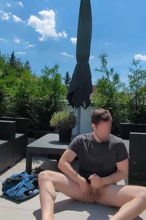 Guy Takes Self Facial Nude Outdoor Solo and Eats Own Cum