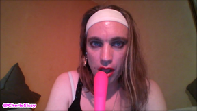 MARRIED SECRETLY SISSY TRAIN TO DEEP SUCK DILDO