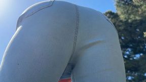 Tight jeans public teasing