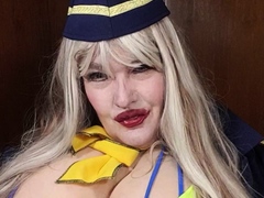 Sexy stewardess Susi pulling out tits
