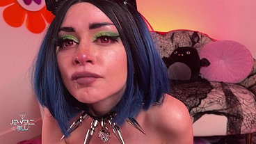 Goth Demon Kitty Sucks A Huge Cock