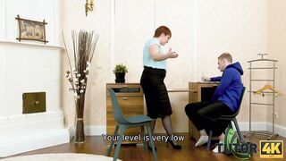 TUTOR4K. Red-haired Mature Tutor Dragged into Hard Sex with Student