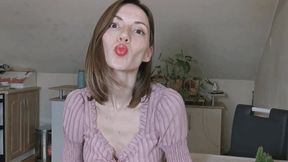 She closes her eyes when she kisses you