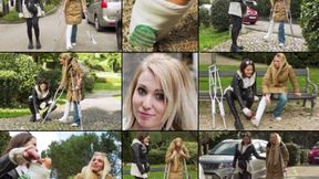 Jade a Difficult Crutch in the Park With Foot Play